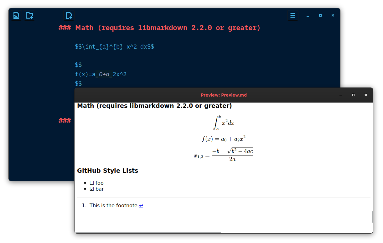 ThiefMD rendering a complex math formula