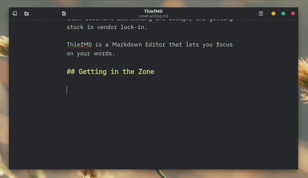 ThiefMD's typewriter scrolling feature